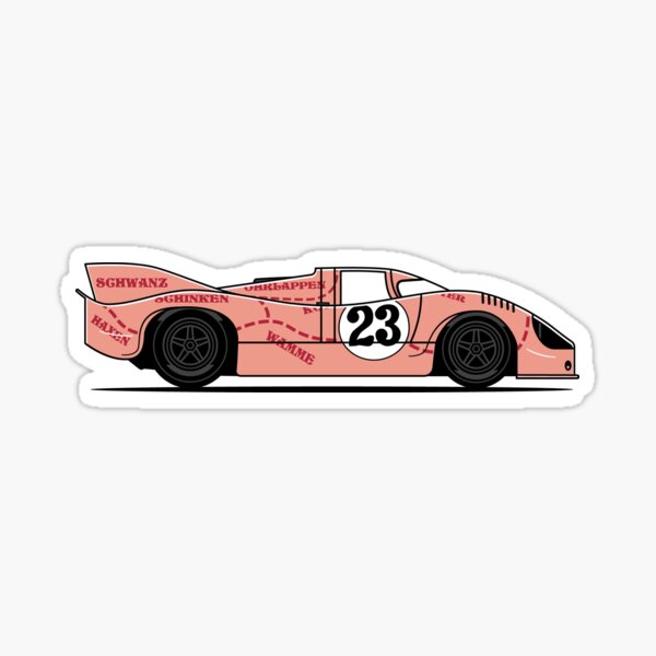 917 Pink Pig Race Car Sticker