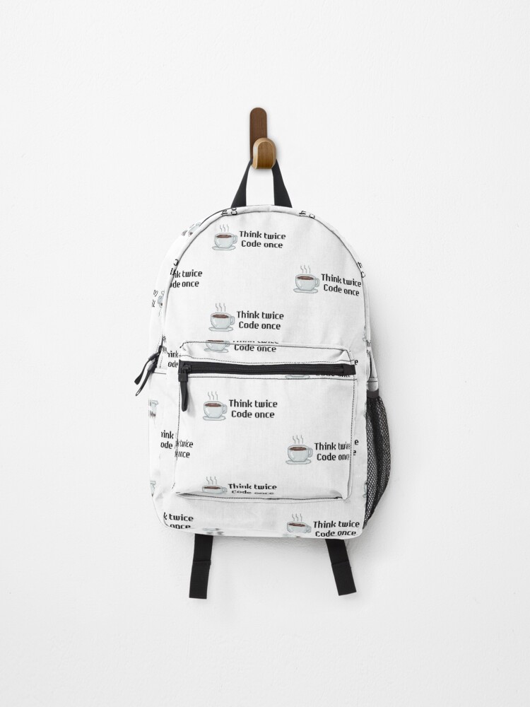 Thumbnail 1 of 3, Backpack, Think Twice Code Once - Coffee designed and sold by dev-tats.