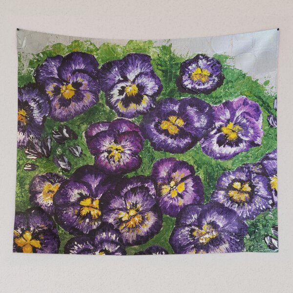 Item preview, Purple Pansies with Silver Basketweave designed and sold by LivingArtBrenda.
