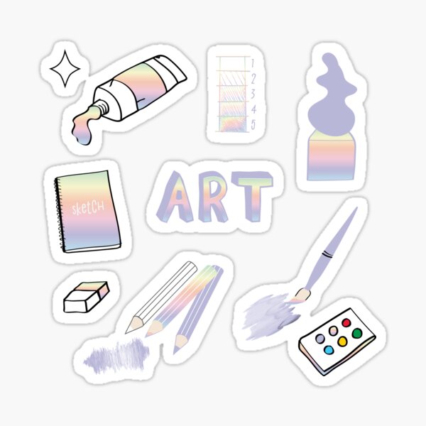 Pastel Rainbow Art School Subject Pack Sticker