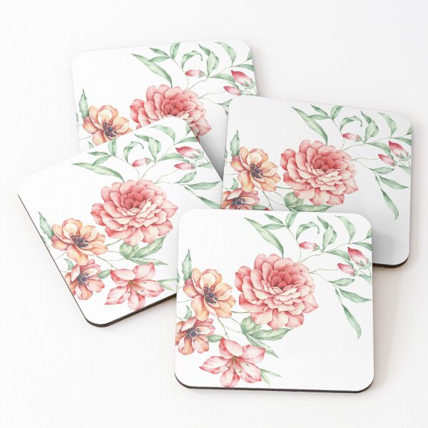 Item preview, Chinese ink painting - pink roses rose branch with pink flowers designed and sold by Kallandra.