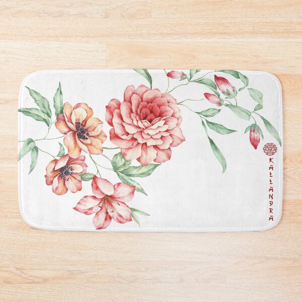 Item preview, Chinese ink painting - pink roses rose branch with pink flowers designed and sold by Kallandra.