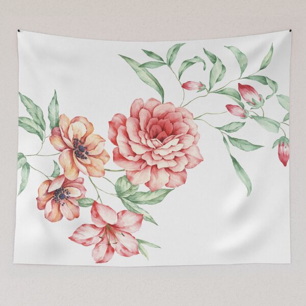 Item preview, Chinese ink painting - pink roses rose branch with pink flowers designed and sold by Kallandra.