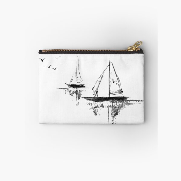 Item preview, Chinese ink painting - lake landscape with boats and birds designed and sold by Kallandra.