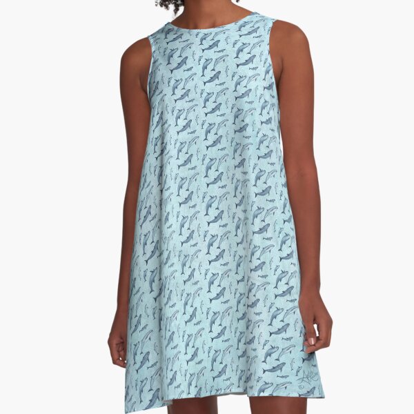 Sea of Vaquitas ~ watercolor pattern by Amber Marine, art © 2015 A-Line Dress