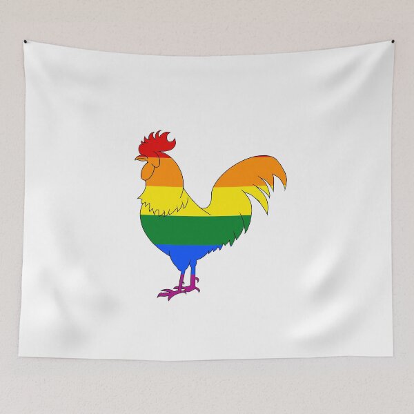 Item preview, Rooster outline with gay pride flag colors full designed and sold by DcmBaby.