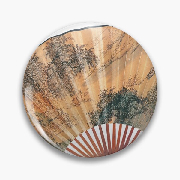 Item preview, Chinese ink painting - silk fan painted red-brown designed and sold by Kallandra.