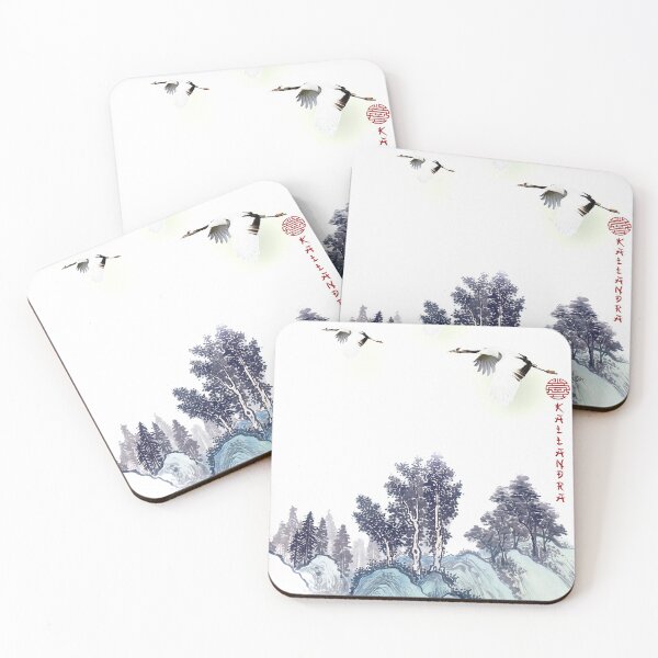 Item preview, Chinese ink painting - red-crowned cranes flying cranes designed and sold by Kallandra.