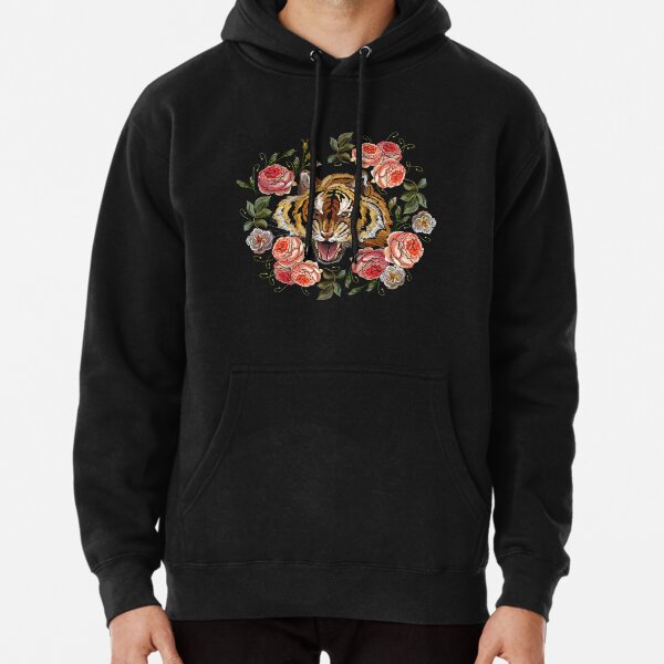 Over the head hoodie with hot sale rose embroidery