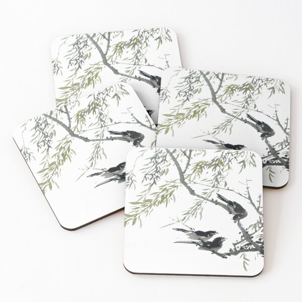Item preview, Chinese ink painting - birds on bamboo branch designed and sold by Kallandra.