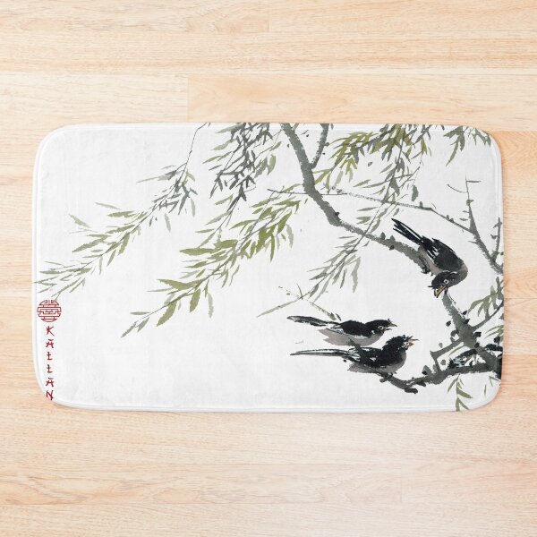 Item preview, Chinese ink painting - birds on bamboo branch designed and sold by Kallandra.