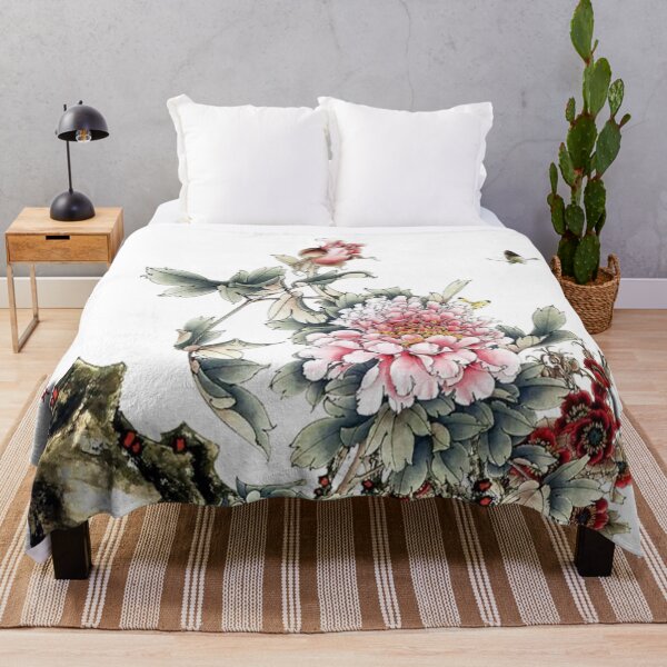 Item preview, Chinese Art Print - Pink Roses Branch with Flowers designed and sold by Kallandra.
