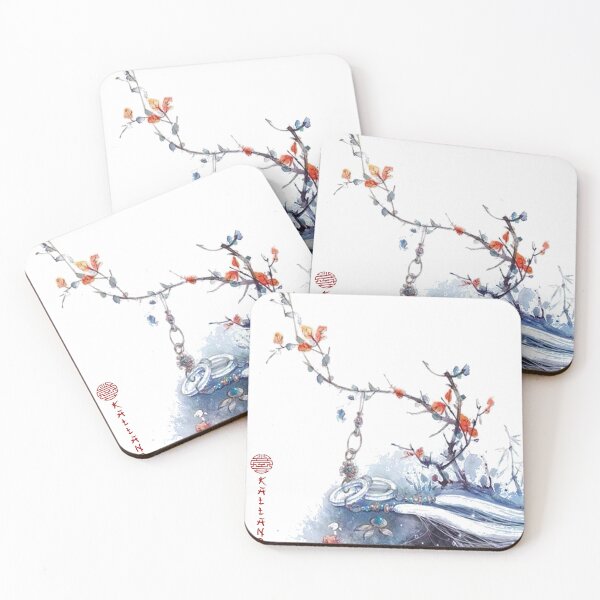 Item preview, Chinese ink painting - delicate flowers - flower branch with jewelry designed and sold by Kallandra.