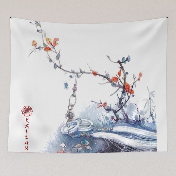 Item preview, Chinese ink painting - delicate flowers - flower branch with jewelry designed and sold by Kallandra.