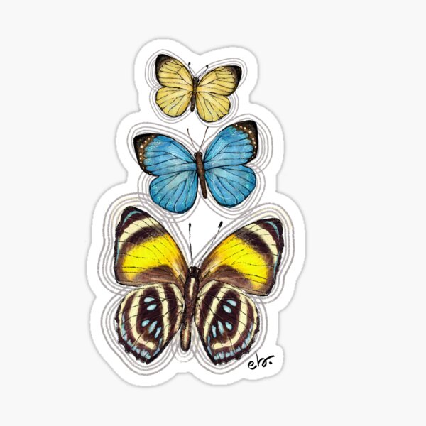Trio Yellow & Blue butterflies Sticker