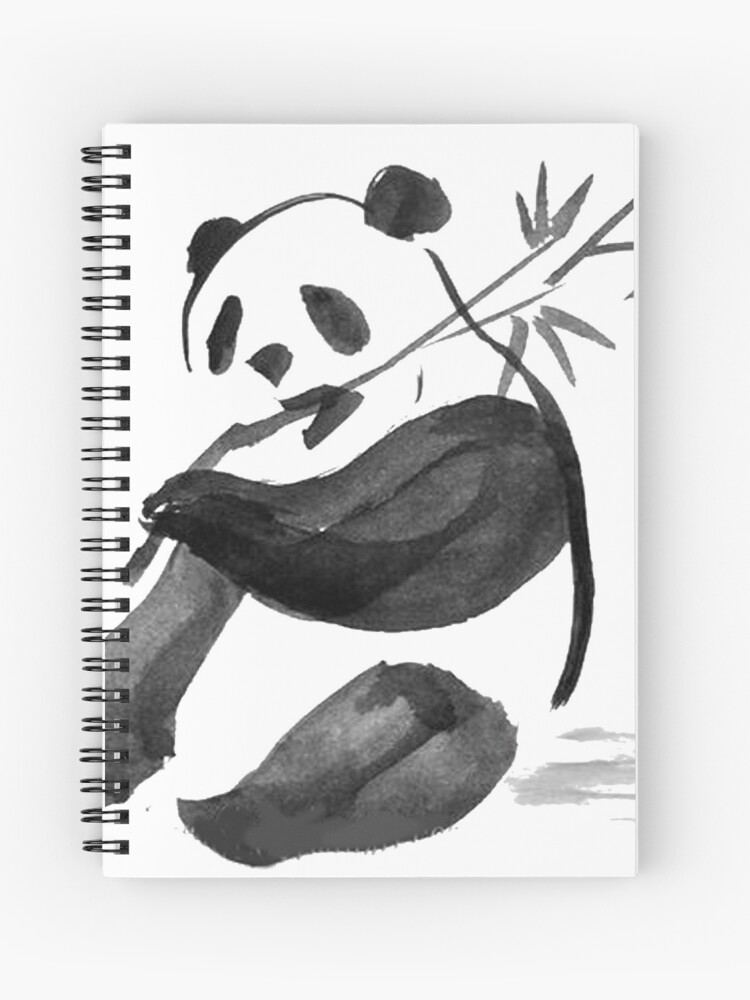 Cuaderno de espiral «Pintura en tinta china - panda con bambú - pintura en  tinta oso panda» de Kallandra | Redbubble
