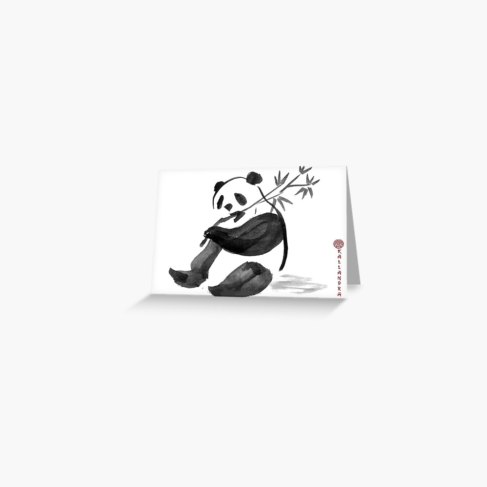 Chinese ink painting - panda with bamboo - ink painting panda bear