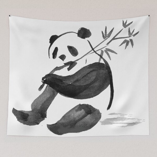 Item preview, Chinese ink painting - panda with bamboo - ink painting panda bear designed and sold by Kallandra.