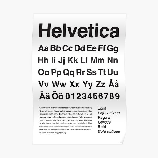 Typography Poster Helvetica Alphabet Poster