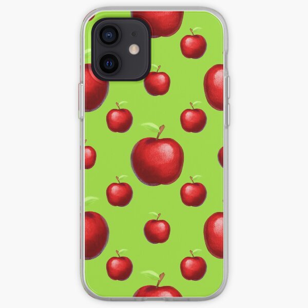 Apple Pattern Fruit On Neon Green Background iPhone Soft Case
