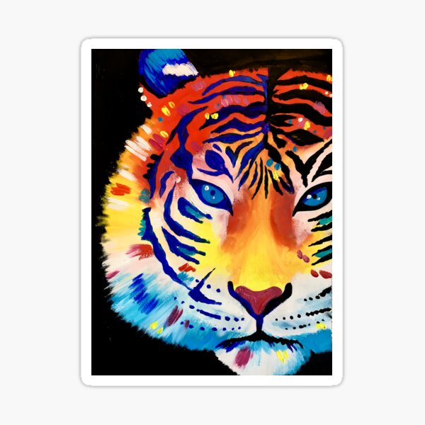 Rainbow stripey tiger art kid's name bag