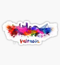 Valencia skyline in watercolor Sticker