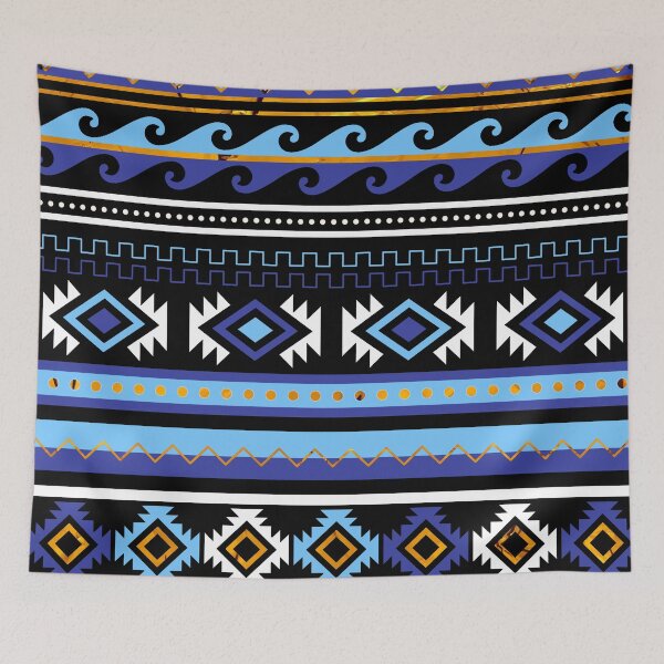 Item preview, The Blue Aztec with Gold Accent designed and sold by SortaFire.