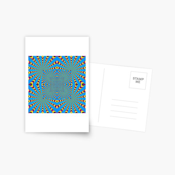 Blue optical illusions colour Postcard