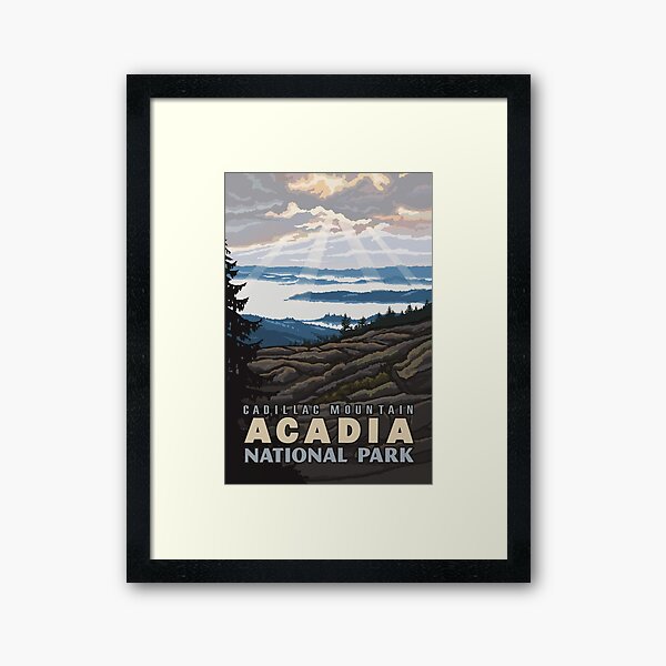 Weinlese-Cadillac-Berg-Acadia-Nationalpark Gerahmter Kunstdruck