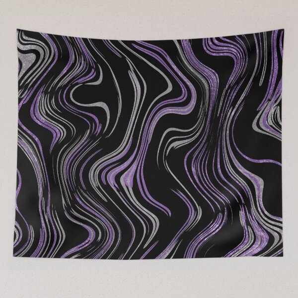 Item preview, Liquid Marble Swirls Purple Silver on Black designed and sold by WisdomInspired.