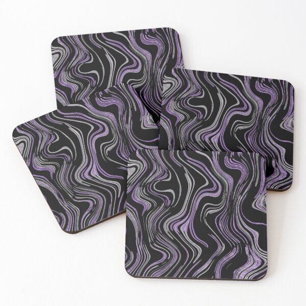 Item preview, Liquid Marble Swirls Purple Silver on Black designed and sold by WisdomInspired.