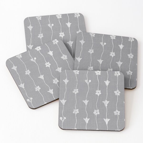 Item preview, Light Sharkskin grey white climbing flowers designed and sold by coverinlove.