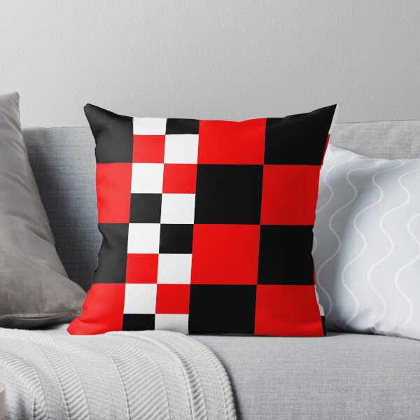 Symphony of red white and black squares - vintage graphic t shirts Throw Pillow