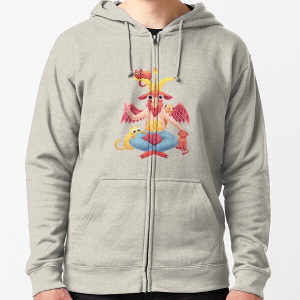 Baphomet gatos Sudadera con capucha y cremallera