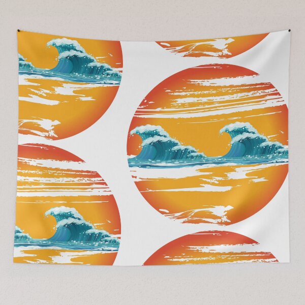Item preview, Twin peaks sea waves in midnight summer moon designed and sold by cotros.