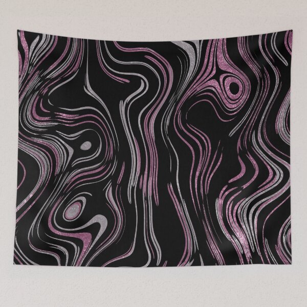Item preview, Liquid Marble Swirls Pink Silver on Black designed and sold by WisdomInspired.