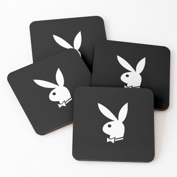White Playboy Bunny Coasters (Set of 4)