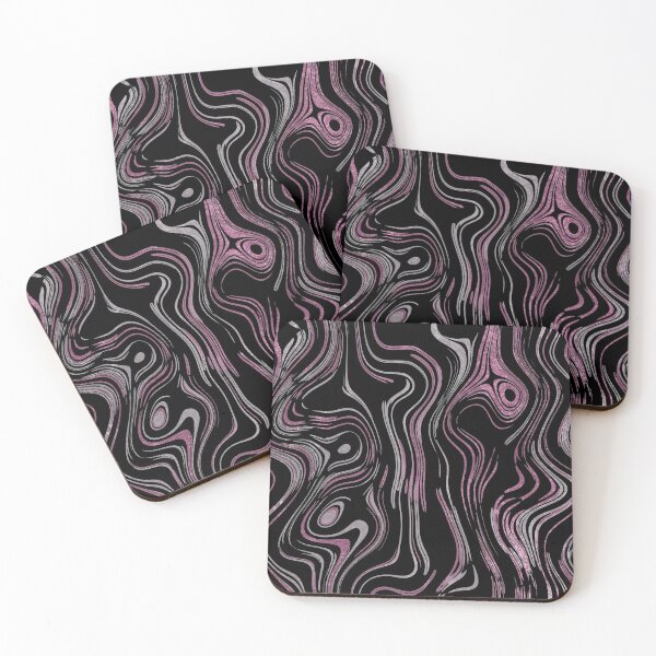 Item preview, Liquid Marble Swirls Pink Silver on Black designed and sold by WisdomInspired.