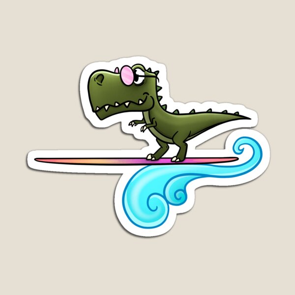 Surfing T-Rex Magnet