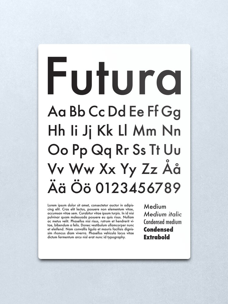 Alternate view of Typography Poster Futura Alphabet Metal Print