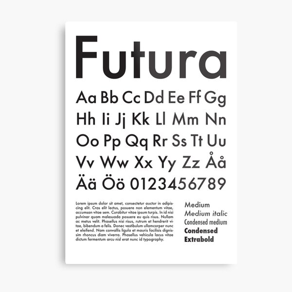 Typography Poster Futura Alphabet Metal Print