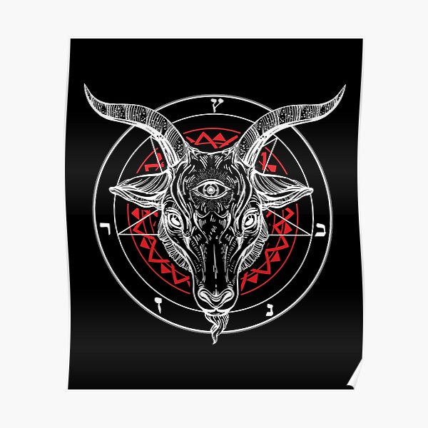 Satanic Goat Baphomet Circle Satan Symbol Lucifer Devil Poster