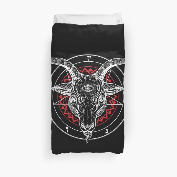 Satanic Goat Baphomet Circle Satan Symbol Lucifer Devil Duvet Cover