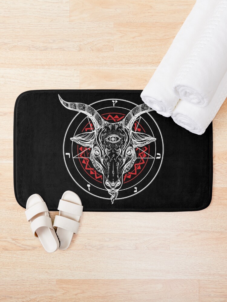 Discover Satanic Goat Baphomet Circle Satan Symbol  Lucifer Devil | Bath Mat
