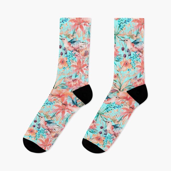 Item preview, Tropical Jungle Flowers And Birds In Soft Pastels designed and sold by artsandsoul.