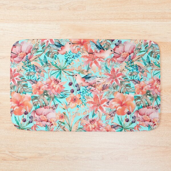 Item preview, Tropical Jungle Flowers And Birds In Soft Pastels designed and sold by artsandsoul.