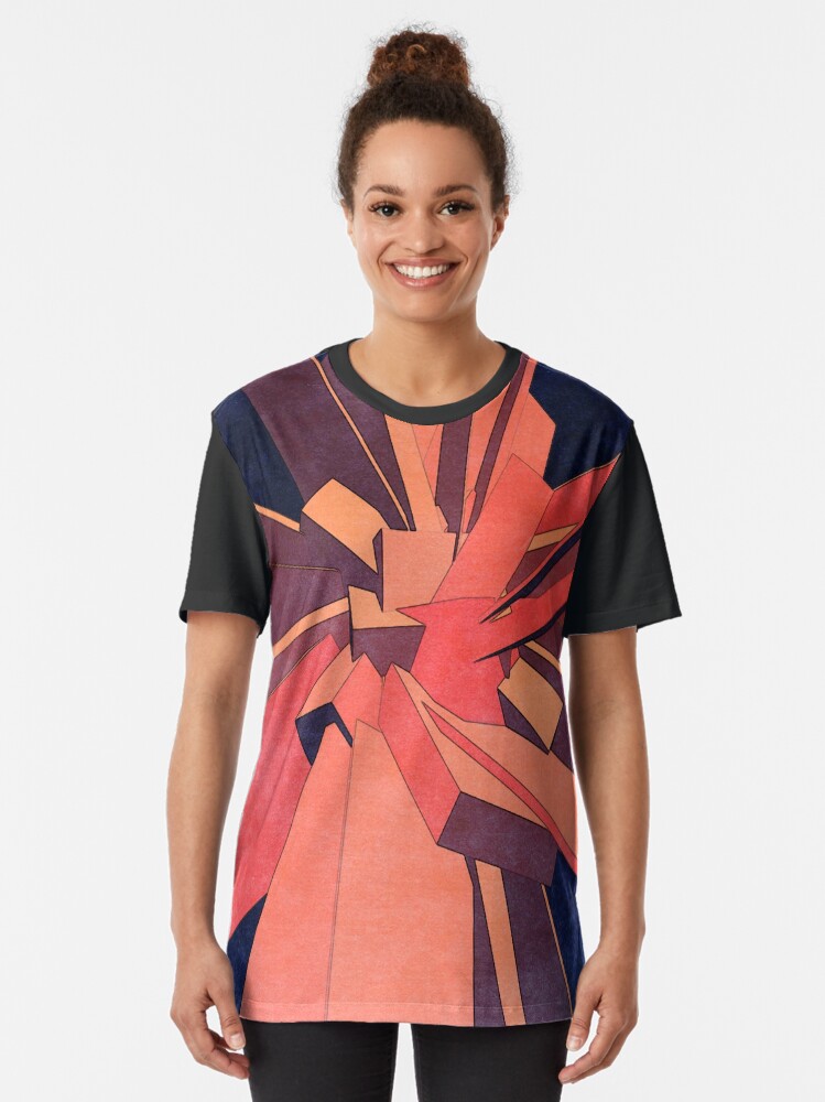 Alternate view of Vintage Orange Rectangles Graphic T-Shirt