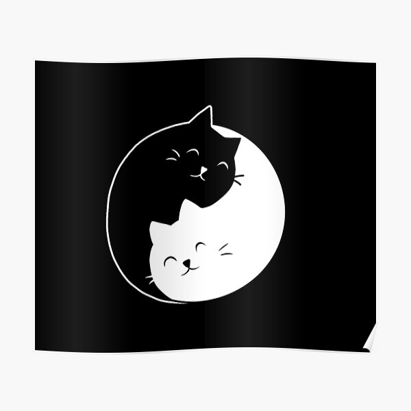 Posters Sur Le Theme Yin Yang Chat Redbubble