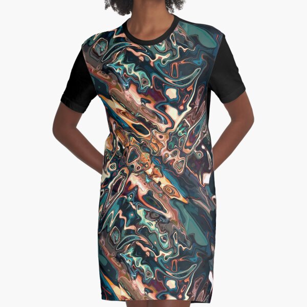 Melting Copper Abstract Graphic T-Shirt Dress