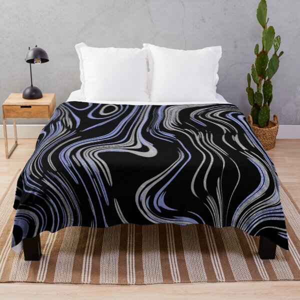 Item preview, Liquid Marble Swirls Blue Silver on Black designed and sold by WisdomInspired.